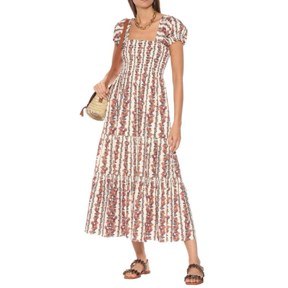 O.P.T. (One Pretty Thing) Daphne Square Neck Smocked Midi Dress in M